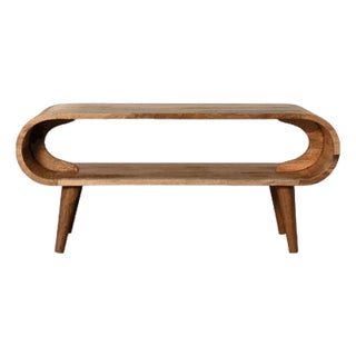 Light Oak-Finish Mango Wood Scandinavian Coffee Table For Sale