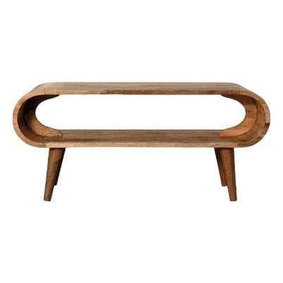 Light Oak-Finish Mango Wood Scandinavian Coffee Table For Sale