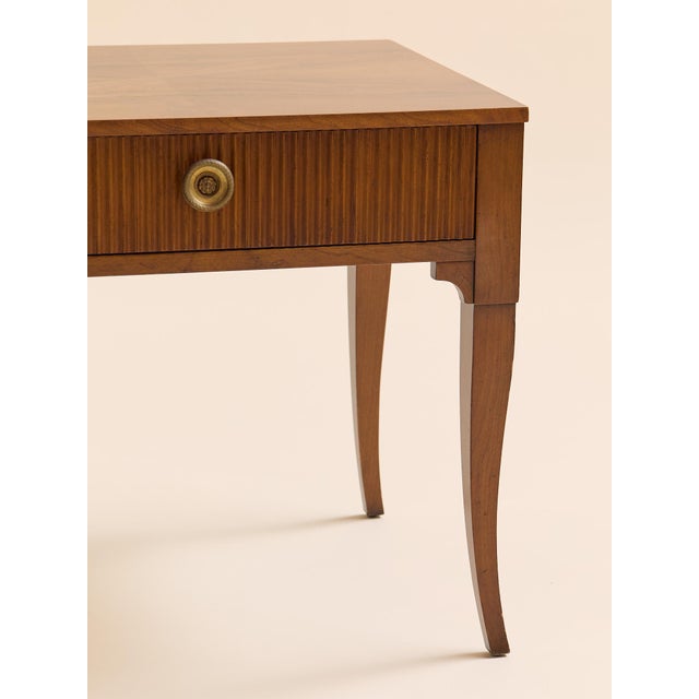 The Vintage Baker Walnut Burl Book Matched Nightstand Set, A Pair For Sale - Image 9 of 15