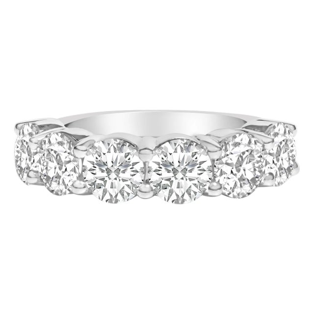 14K White Gold 4.0 Cttw Lab-Grown Diamond 6 Stone Band Ring - Size 8 For Sale