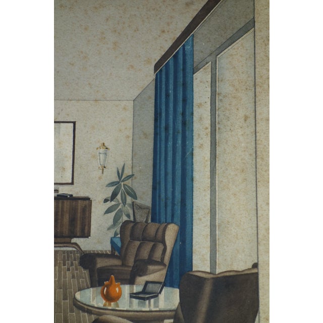 Calderara & Tito Varisco, Art Deco Home Interior Design, 1920s, Pencil and Watercolor For Sale - Image 7 of 11