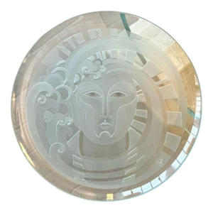Vintage Signed Perry Coyle Etched Art Glass Serving Platter