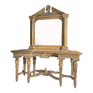 Louis XVI Style Grand Giltwood Console Table & Mirror Set