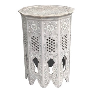 Vintage Moroccan Mother of Pearl Inlaid Taboret Side Table For Sale