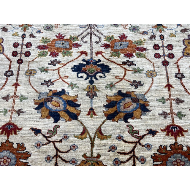Beige Beige Sultani Persian-Style Floral Natural Dye Wool Area Rug, 8'2" X 9'9" For Sale - Image 8 of 16