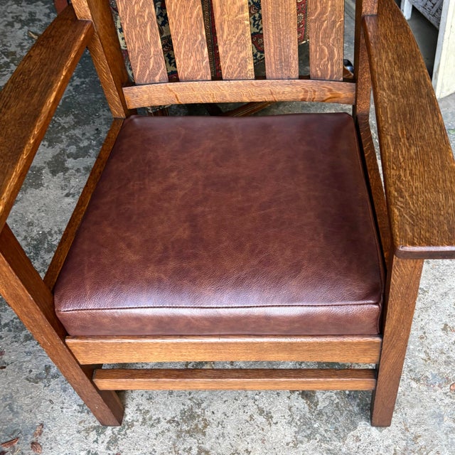 Wood 1910s Stickley Era Mission Oak Lounge Chair For Sale - Image 7 of 11