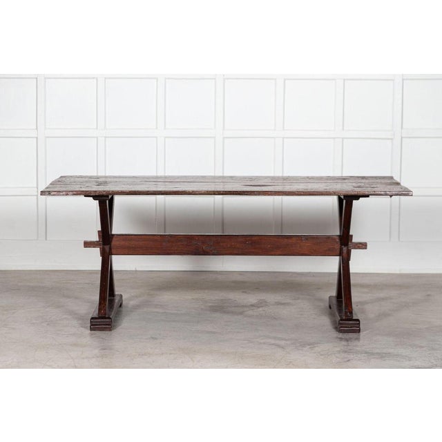 1970s English Oak X-Framed Farmhouse Refectory Table, 1970s For Sale - Image 5 of 18