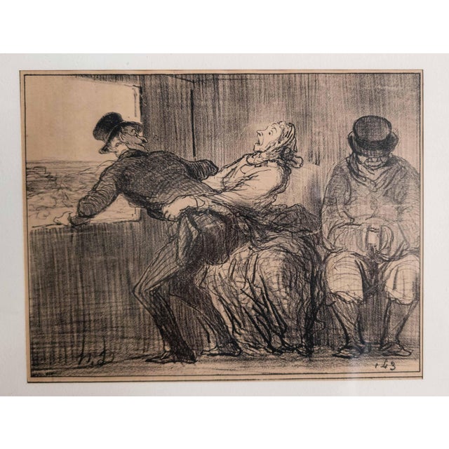 19th Century French Lithograph Print "En Chemin De Fer" by Honore Daumier For Sale - Image 9 of 15
