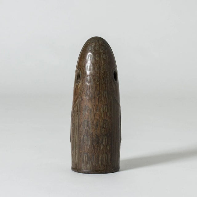 Gorgeous stoneware vase and sculpture in the shape of a fish by Gunnar Nylund. The eyes are cutouts and the open mouth...