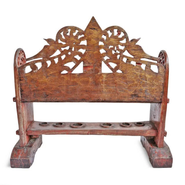 Antique Balinese Red Shrine Shelf For Sale - Image 4 of 6