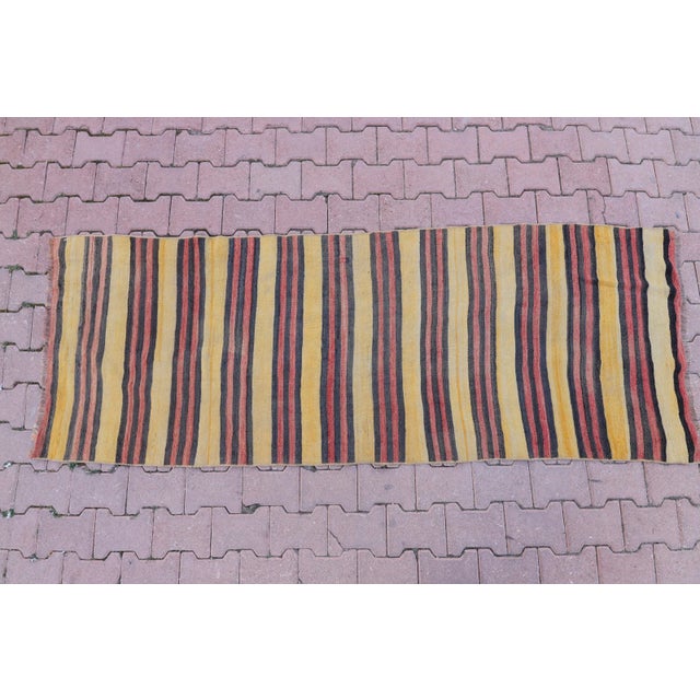 1960s Southwestern Striped Hand Knotted Nomadic Kilim Runner Rug For Sale - Image 4 of 13