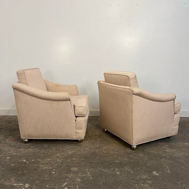 Pair of Dunbar Style Chairs on Casters For Sale In Cleveland - Image 6 of 9