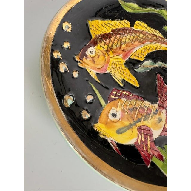 Black Ceramic Vide-Poche with Fish Motif, France, 1960s For Sale - Image 8 of 12