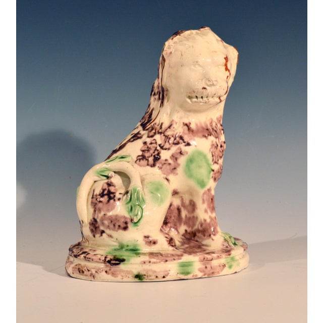 18th Century English Creamware Pottery Model of a Seated Lion, With a Whieldon-Type Tortoise-Shell Glaze, Circa 1765-85 For Sale - Image 5 of 12