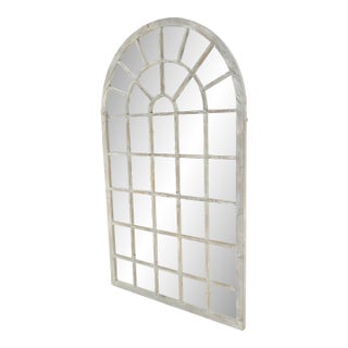 Country Style Large Dome Shape 47x79" Wall Mirror Distressed Finish Wood For Sale