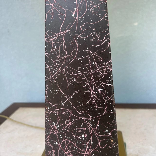 Metal Mid-Century Modern Obelisk Table Lamp With String Shade For Sale - Image 7 of 11