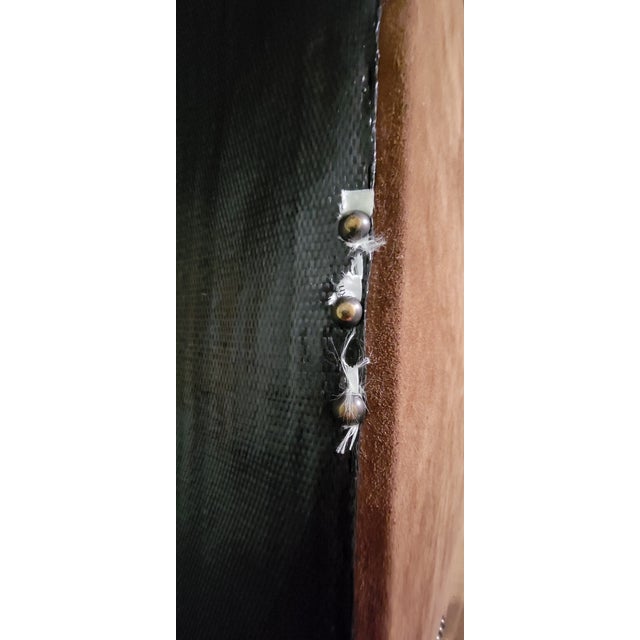 Hancock & Moore 1990s Hancock and Moore Tufted Suede Wingback Chair and Ottoman Set For Sale - Image 4 of 9