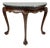 Vintage Chippendale Style Carved Mahogany Green Marble Top Demilune Console Table For Sale