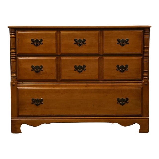 Ballman Cummings of Fort Smith, Ar Solid Maple Early American Colonial Style 44" Three Drawer Dresser For Sale