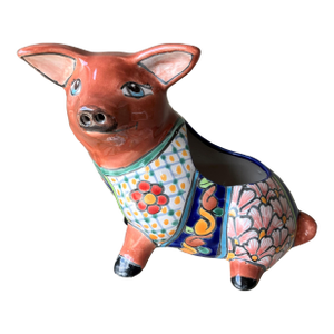 Whimsical Late 20th-Century Talavera Piglet Cachepot / Planter, Mexico