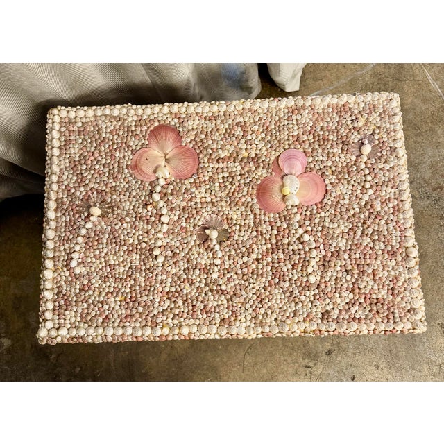 Light Pink Seashell Side Table W/ Drawer For Sale - Image 8 of 12