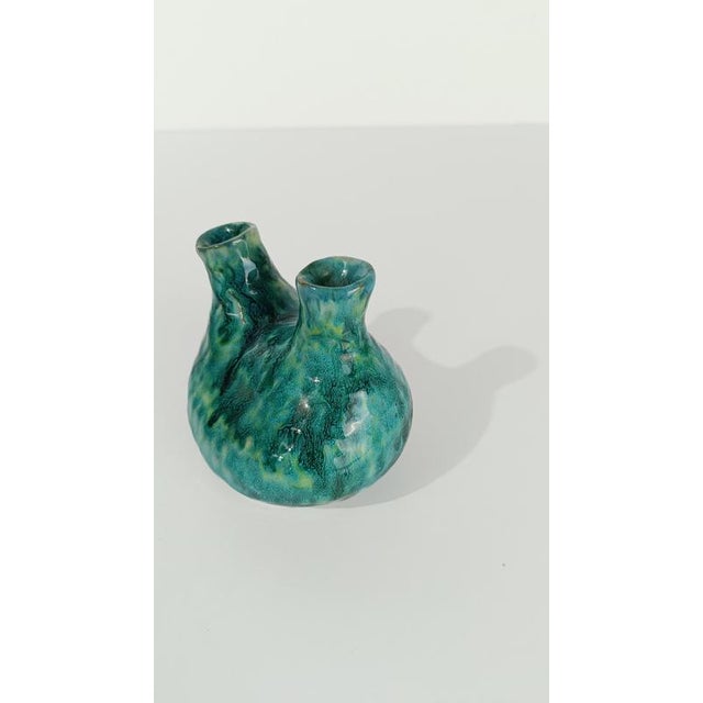 Vintage Handcrafted Majolica Multiple Openings Vase in Hurt Shape, 1981 For Sale - Image 9 of 17