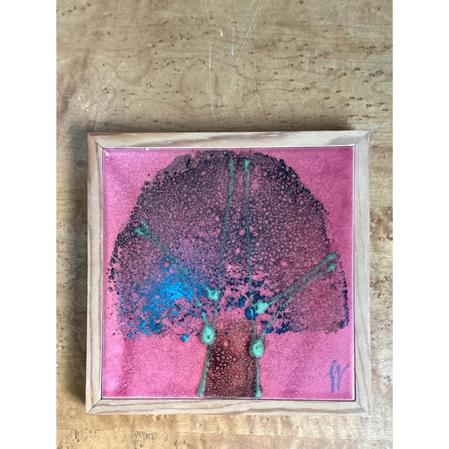 Blush Vintage Abstract Ceramic Tile Art For Sale - Image 8 of 12