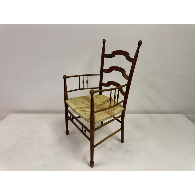 Arts and Crafts Armchair in Elm, 1890s For Sale - Image 13 of 18