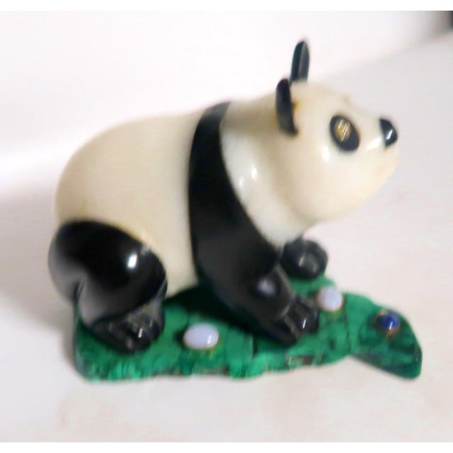 1900s Imperial Carved Hardstone Panda on a Malachite Base For Sale - Image 11 of 11