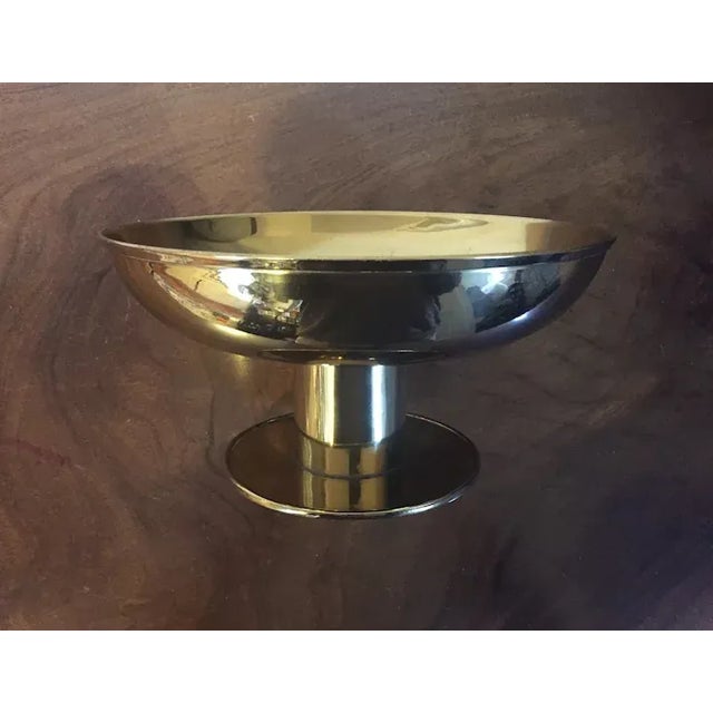 Metal 1930's Austrian Brass Centerpiece Tazza Compote Bowl in the Manner of Tommi Parzinger For Sale - Image 7 of 13