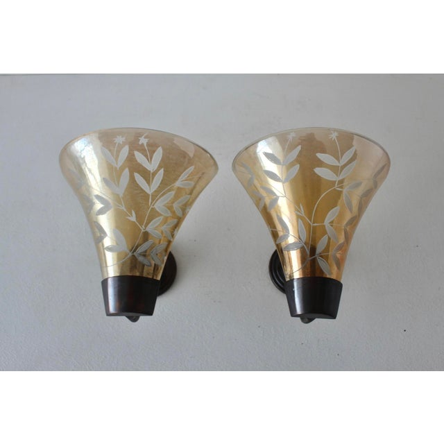Late 20th Century Mauri Almari Style Champagne Glass Bronze Finish Tea Candle Wall Sconces-a Pair For Sale - Image 11 of 15