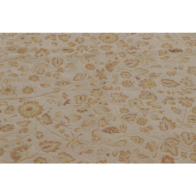 Rug & Kilim’s Tudor Style Rug in Cream With Beige-Brown Floral Patterns For Sale In New York - Image 6 of 10
