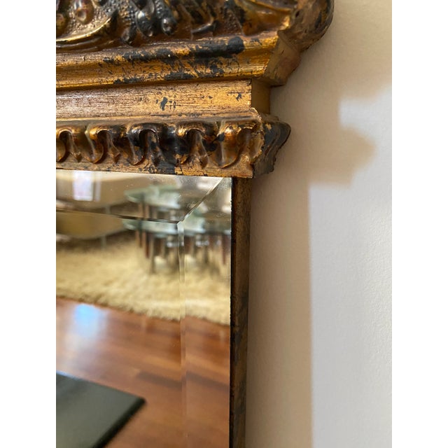 French Vintage French Hollywood Regency Gilt Beveled Mirror With Slide Out Cabinet For Sale - Image 3 of 10