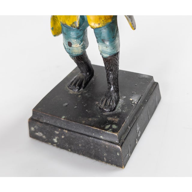 20th Century Decorative Bronze Painted Monkey Butler Candle Stick Holder For Sale - Image 10 of 14