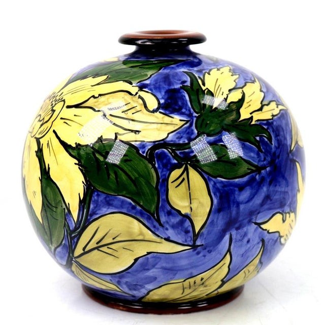 Ceramic Antique Burslem Faience Floral Globe Vase from Gibsons & Sons, 1890s For Sale - Image 7 of 15