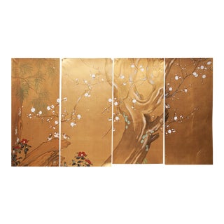 C.1960s Japanese Silk Panels - Set of 4 For Sale