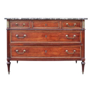 18th Century Mahogany Chest of Drawers with Marble Top For Sale