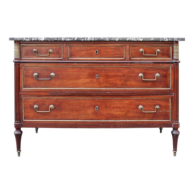 18th Century Mahogany Chest of Drawers with Marble Top For Sale
