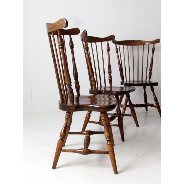 Farmhouse Vintage Windsor Dining Chairs Set of 4 For Sale - Image 3 of 12