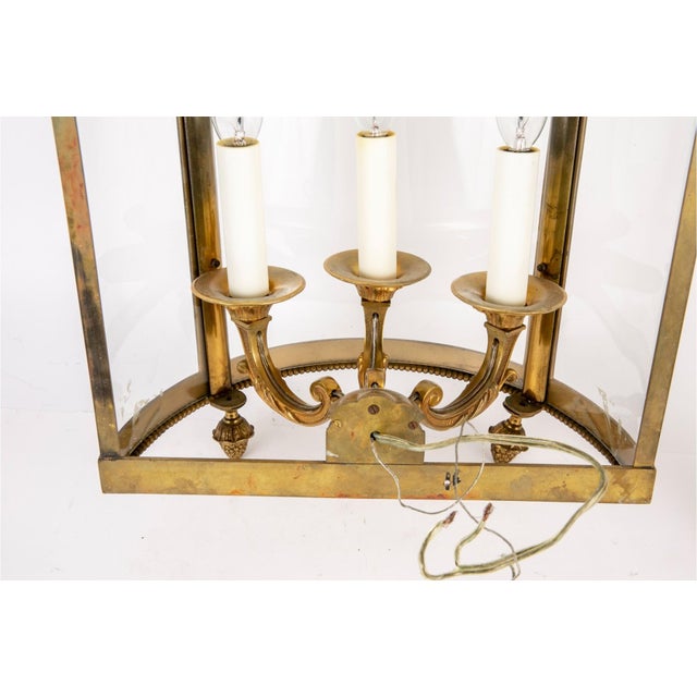 Vintage Glass and Brass Three Light Wall Sconce For Sale - Image 9 of 9