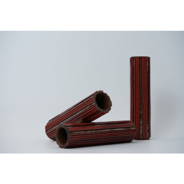 Black Mid-Century Modern Pottery Mosaik Red Vases from Ritter, 1960s, Set of 3 For Sale - Image 8 of 16