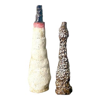 Contemporary Signed Studio Pottery Vases - a Pair For Sale