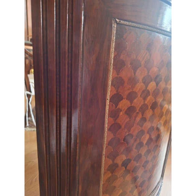 Italian Half-Moon Inlaid Cabinet with Bronze Friezes, 1960s For Sale - Image 9 of 18