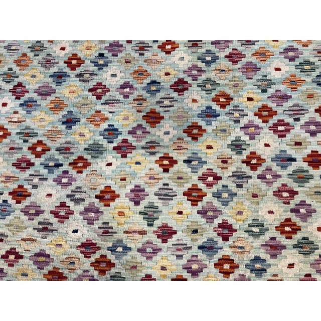 5'1" X 6'10" Multicolor Afghan Chobi Wool Flatweave Kilim Rug For Sale - Image 10 of 16