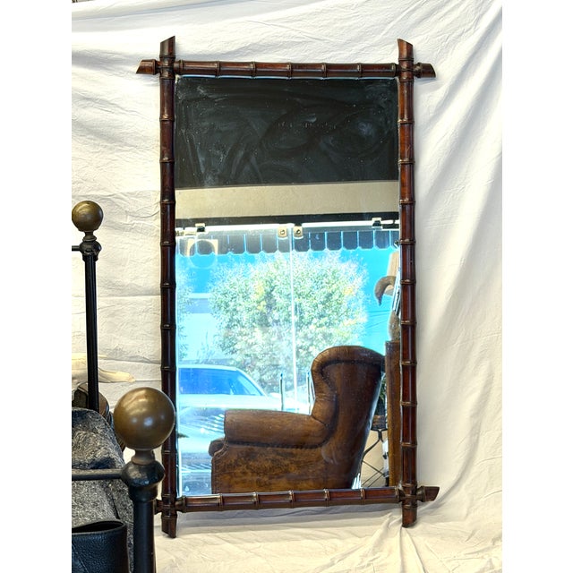 Rare French Faux Bamboo Mirror 33" X 55" For Sale - Image 4 of 5