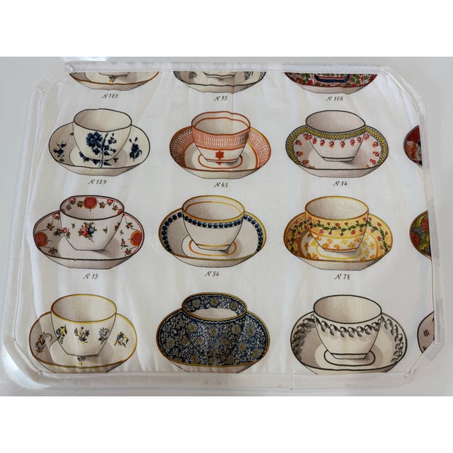 Pierre Frey Teacup Fabric "Minton Blanc" Placemats (6) For Sale In Portland, OR - Image 6 of 6