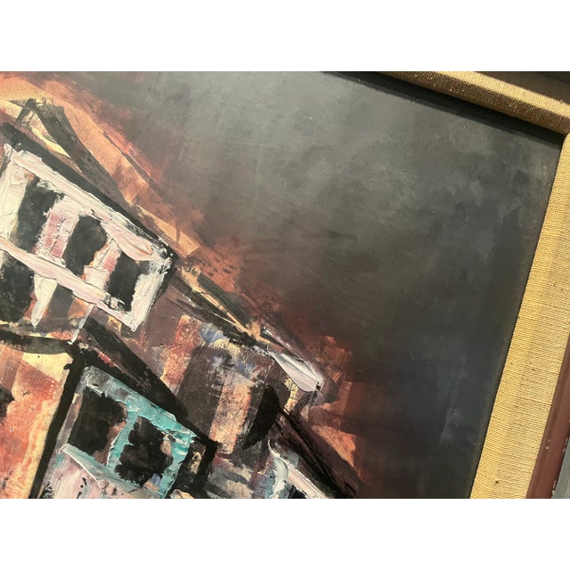 Abstract Vintage Abstracted Cityscape Painting For Sale - Image 3 of 6
