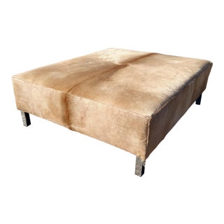 Contemporary Gambrell Renard Classic Cowhide Ottoman For Sale