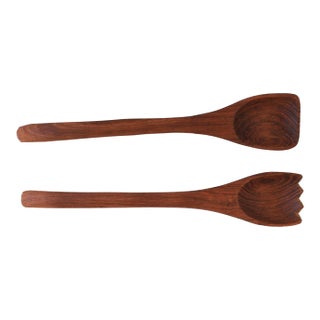 Vintage Teak Salad Utensils- Set of 2 For Sale