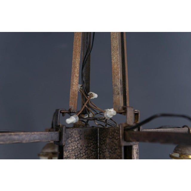Metal Art Nouveau Forged Iron Chandelier For Sale - Image 7 of 10